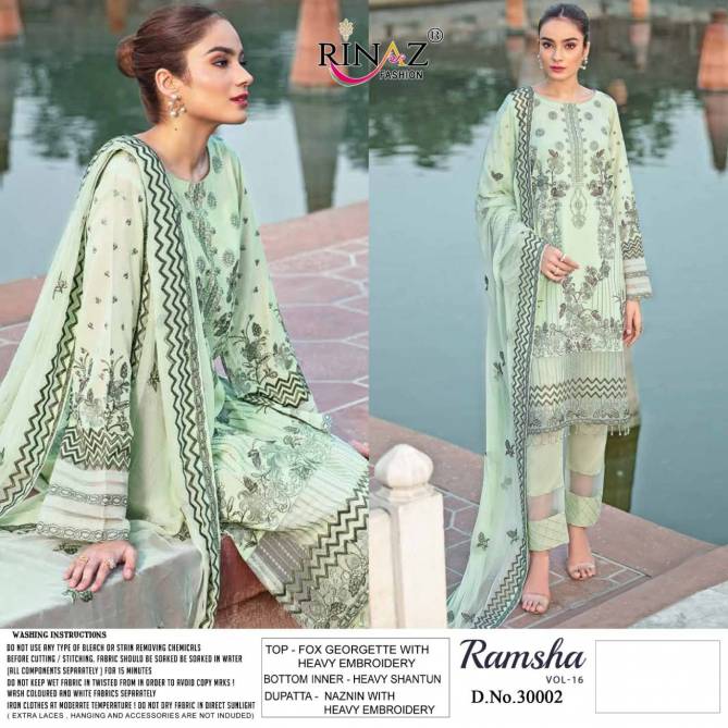 Rinaz Ramsha 16 New Heavy Festive Wear Georgette Pakistani Salwar Kameez Collection